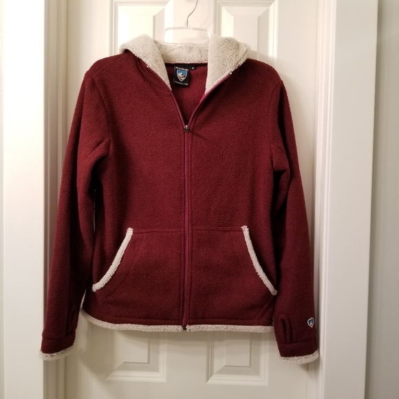 Kuhl red fleece trim full zip hooded jacket SZ Med - Picture 2 of 8